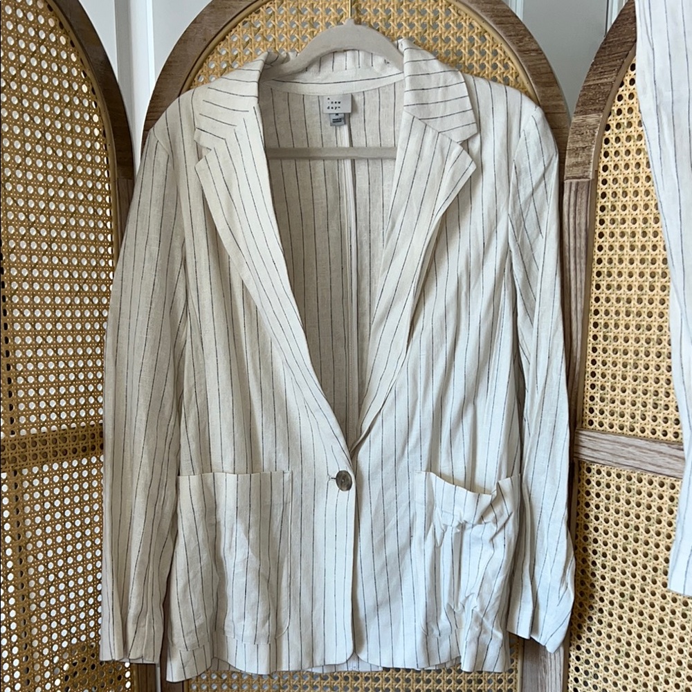 Striped Cream Blazer & Pants